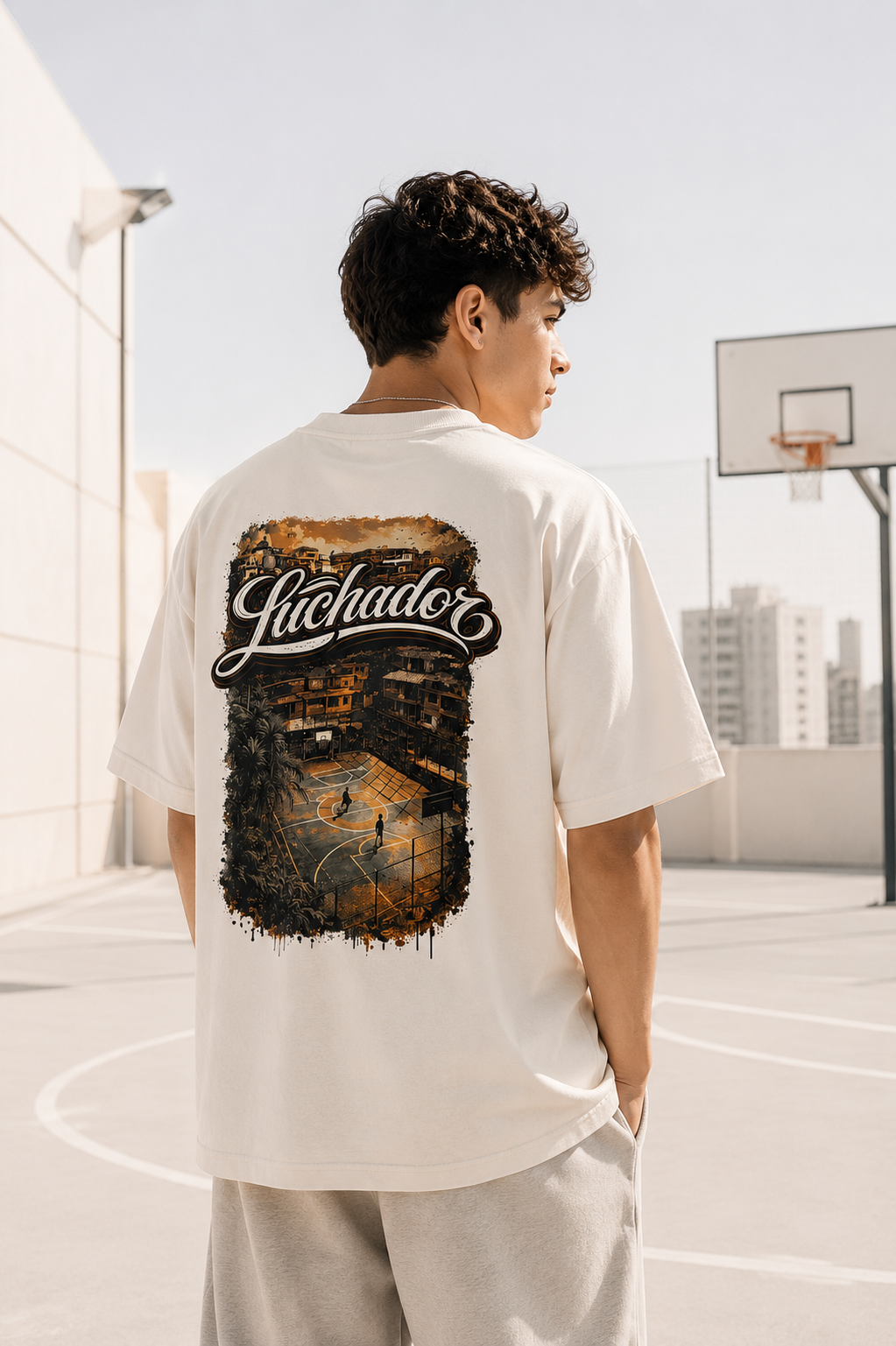 Cream Oversized T-Shirt Favela